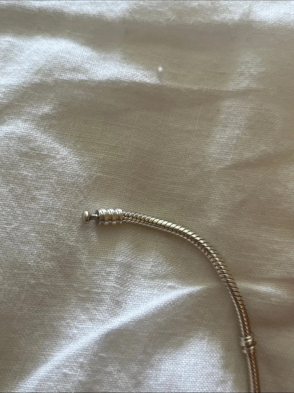 Pandora Silver Snake Chain Bracelet with Branded Barrel Clasp - Silver